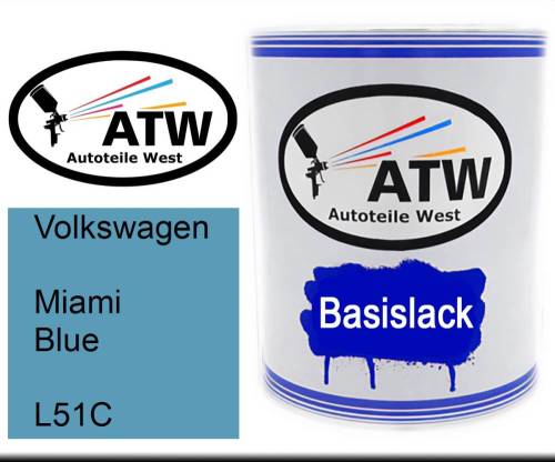 Volkswagen, Miami Blue, L51C: 1L Lackdose, von ATW Autoteile West.